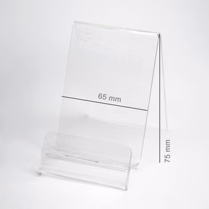 Plexi Vertical Holder / phone stand with Place for Price (Smartphone - 65 mm)