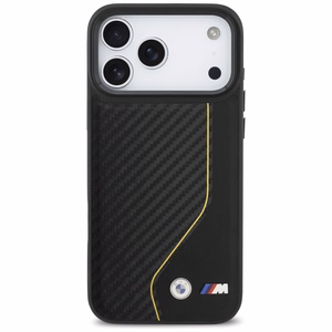 BMW M Carbon Line & Logo Magnetinis dėklas telefonui iPhone 17 Pro Max - geltonas