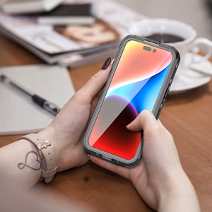 Atsparus vandeniui dėklas SHELLBOX DOT suderinamas su MagSafe IPHONE 15 Pro Max juodas