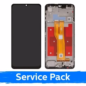 LCD-дисплей совместимый с Samsung A075 A07 4G чёрный с рамкой (Service Pack)