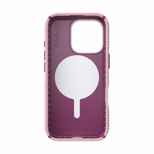 Speck Presidio2 Grip ClickLock & MagSafe dėklas, skirtas iPhone 16 Pro, „Wednesday Pink“ / „Boysenberry Purple“ / baltas