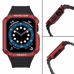 Protect Strap Ремешок для Apple Watch 38/40/41mm с бронированным чехлом - чёрный, красный