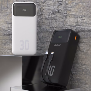 Dudao K15MAX 30000mAh PD 22.5W Išorinė baterija su įmontuotais kabeliais - juoda