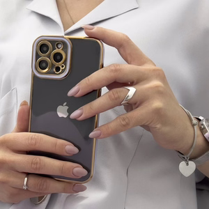 Madingas dėklas telefonui Xiaomi Redmi Note 11 Pro Auksinis rėmelis Gelinis dangtelis Baltas