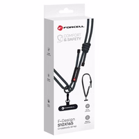 FORCELL F-DESIGN S10X165 kryžminė telefono virvelė su reguliuojamu ilgiu (maks. 82,5cm kilpoje) juoda