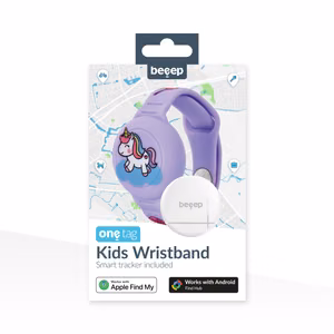Поисковая метка Beeep OneTag с детским силиконовым браслетом Unicorn, Apple Find My / Android