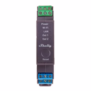 Shelly Pro 2 DIN bėgio 2 kanalų relė, WiFi/LAN