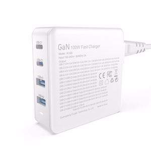 GaN 100W greitas sieninis įkroviklis 2 x USB-C / 2 x USB Dudao A100EU - baltas