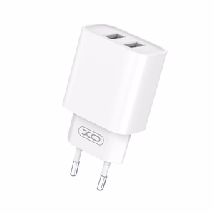 XO sieninis įkroviklis CE02C 2x USB 2,1A, baltas + USB-C laidas