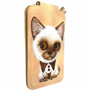 Nimmy New Big-Eye Cute Pets 2.0 Cat magnetinis „MagSafe“ kortelių dėklas telefonui su stovu – rudas