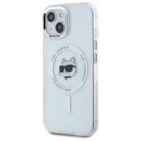 Karl Lagerfeld IML Metalinė Choupette galva MagSafe dėklas iPhone 15 Plus - baltas