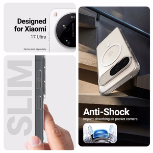 Crong Hybrid Clear Magnetic MagSafe dėklas, skirtas Xiaomi 17 Ultra, skaidrus