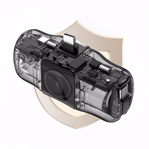 Wozinsky WF16-YCS 5000mAh 15W USB-C mini išorinė baterija su įmontuotu USB-C kabeliu ir Apple Watch įkrovikliu - juoda