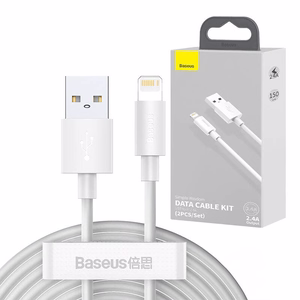 Baseus kabelis Simple Wisdom USB - Lightning 1,5 m 2,4A baltas 2 vnt.