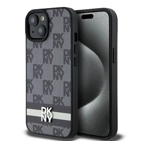 DKNY Odinis languotas mono raštas ir spausdintos juostos dėklas telefonui iPhone 15/14/13 - juodas