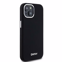 DKNY DKHMP15SSMCHLK iPhone 15 / 14 / 136.1" juodas dėklas Liquid Silicone Small Metal Logo MagSafe