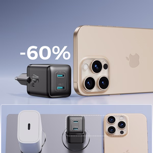 Joyroom JR-TCG17 sieninis įkroviklis, 45 W, 2 × USB-C (EU kištukas), juodas