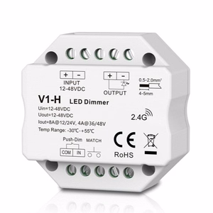 V1-H nuolatinės įtampos valdiklis 12-48V, 1x 8A, Push-Dimm