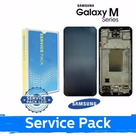 LCD ekranas suderinamas su Samsung M356 M35 5G juodas su rėmeliu (Service Pack)