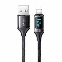 USAMS Pintas laidas U78 lightning 1.2mLED 2.4A Fast Charging juodas/black SJ543USB01 (US-SJ543)
