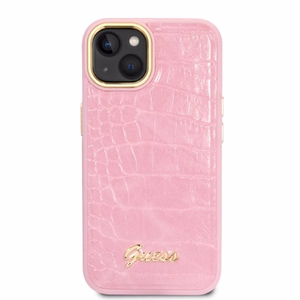 Guess Croco Collection dėklas telefonui iPhone 14 - rožinė
