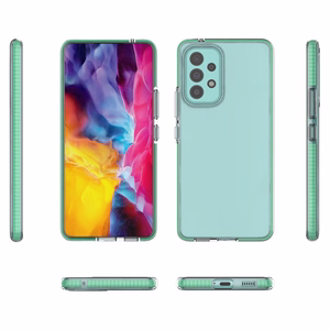 Spring dėklas telefonui gelinis TPU dėklas su spalvotu rėmeliu Samsung Galaxy A73 šviesiai rožinė