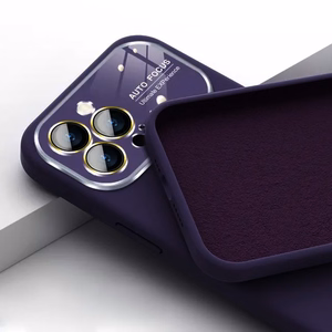 Minkštas silikoninis dėklas objektyvui Iphone 15 Plus violetinė