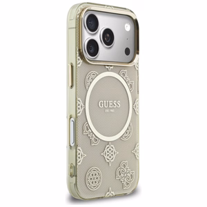 Guess IML Peony Dot MagSafe Dėklas for iPhone 17 Pro - smėlinis