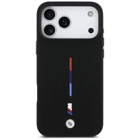 BMW M Silicon Tricolor Line MagSafe deklas iPhone 17 Pro Max - juodas