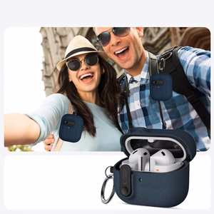"Tech-Protect" plonas dėklas su kabliuku, skirtas "Samsung Galaxy Buds 3 / 3 FE / 3 Pro" - tamsiai mėlynas