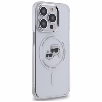 Karl Lagerfeld IML Metal Karl & Choupette Head MagSafe Dėklas telefonui iPhone 14 Pro - baltas