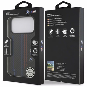 Dėklas telefonui BMW M Kevlar Lines & Logo MagSafe Case for iPhone 17 Pro Max - juodas