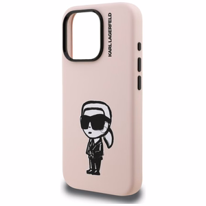 Karl Lagerfeld Silikoninis Karl Sketch MagSafe Dėklas for iPhone 16 Pro Max - rožinis