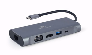 Gembird A-CM-COMBO7-01 nešiojamojo kompiuterio dokas/prievadų replikatorius USB 3.2 Gen 1 (3.1 Gen 1) Type-A pilkas