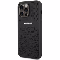 AMG AMHMP14XOSDBK iPhone 14 Pro Max 6.7" juodas/juodas kietas odinis dėklas su išlenktomis linijomis MagSafe