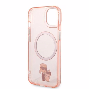 Karl Lagerfeld KLHMP14MHNKCIP iPhone 14 Plus 6.7" kietas dėklas pink/pink Iconic Karl&Choupette Magsafe