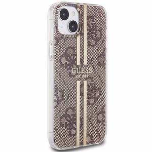 Guess IML 4G Gold Stripe dėklas telefonui iPhone 15 Plus / 14 Plus - rudas