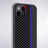 Tel Protect CARBON dėklas telefonui Iphone 13 Pro juodas su mėlyna juostele