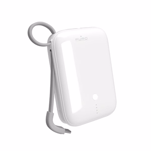 Puro Power Link 10 Plus 10000mAh Išorinė baterija su įmontuotu USB-C kabeliu – balta