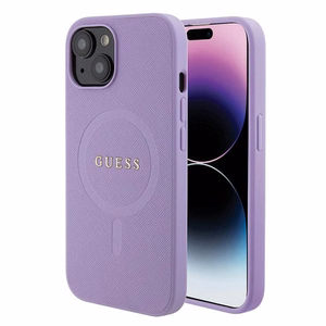 Guess GUHMP15SPSAHMCU iPhone 15 6.1" violetinis/violetinis kietas dėklas Saffiano MagSafe