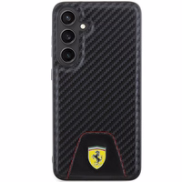 Ferrari Carbon Stitched Bottom dėklas telefonui Samsung Galaxy S24+ - juodas
