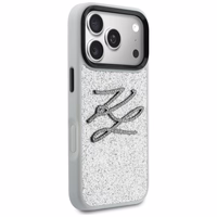Karl Lagerfeld IML Glitter KL Diamond Logo dėklas for iPhone 17 Pro Max - sidabrinis