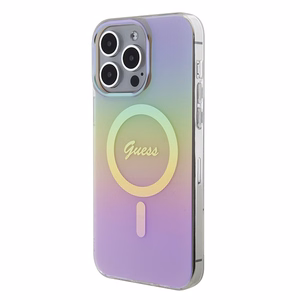 Guess GUHMP15XHITSP iPhone 15 Pro Max 6.7" rožinis/rožinis kietas dėklas IML Iridescent MagSafe