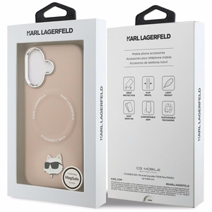 Karl Lagerfeld Choupette Pin Magnetinis dėklas telefonui iPhone 17 - rožinė