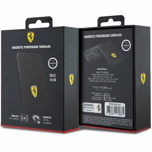 Ferrari Metal Logo MagSafe 15 W 5000 mAh išorinė baterija – juoda