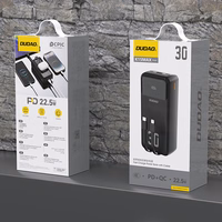Dudao K15MAX 30000mAh PD 22.5W Išorinė baterija su įmontuotais kabeliais - juoda
