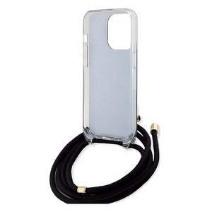 Guess Crossbody Cord 4G Print dėklas telefonui iPhone 15 Pro – juodas