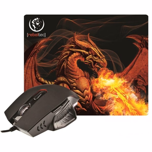 "Rebeltec" pelė + pelės kilimėlis RED DRAGON