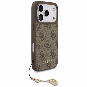 Guess 4G Charms Collection Magnetinis dėklas telefonui iPhone 17 Pro - rudas