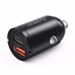 Orico MiniRing 30W USB-A + USB-C automobilinis įkroviklis - juodas